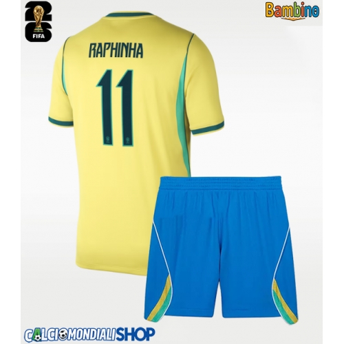 Maglie da calcio Brasile Raphinha Belloli #11 Prima Maglia Bambino Mondiali 2026  Manica Corta + Pantaloni corti)